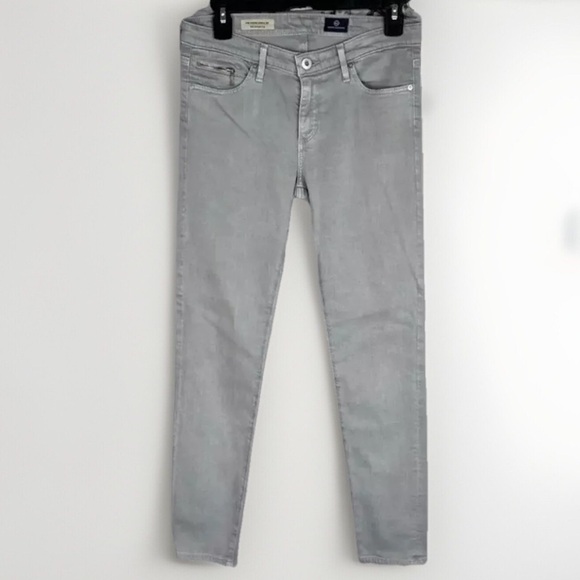 AG Adriano Goldschmied Gray Denim Stevie Ankle Zip Slim Straight Leg Jeans 27R - Picture 1 of 15
